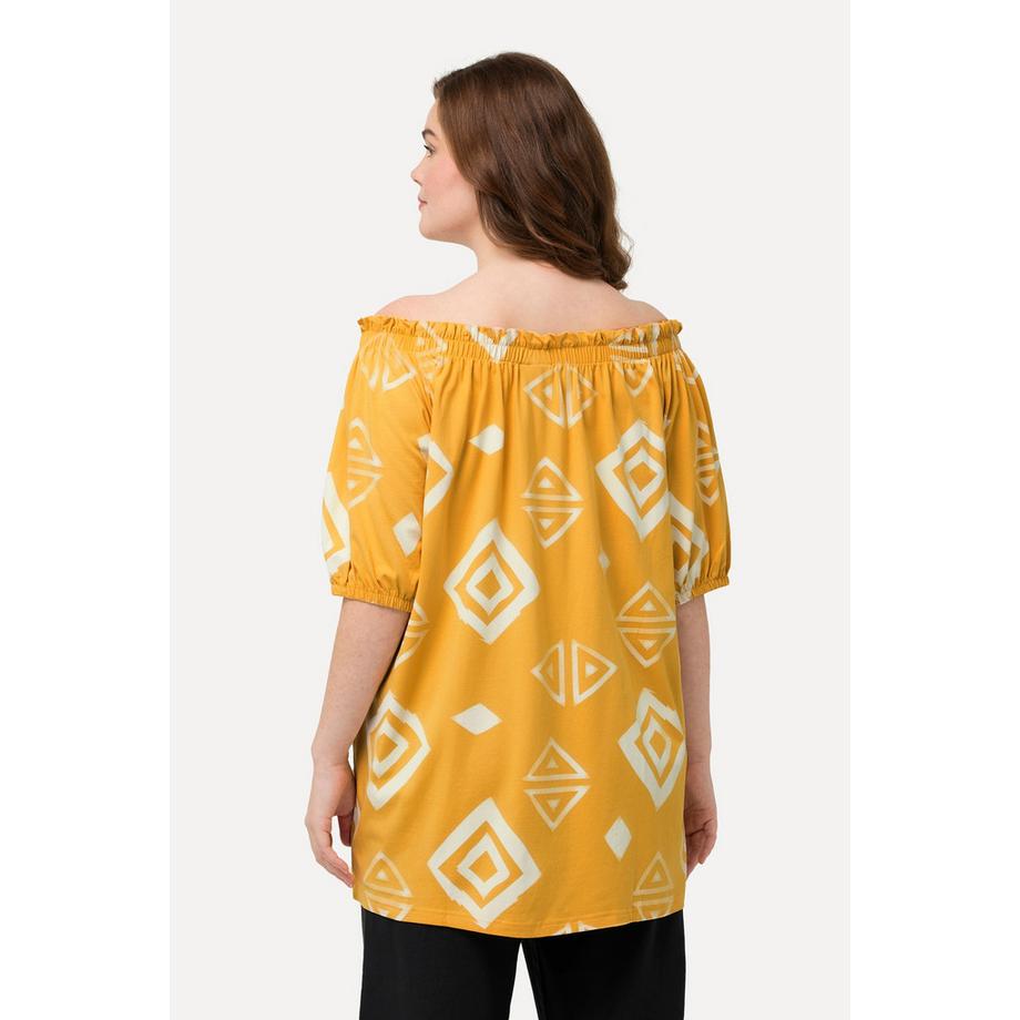 Ulla Popken T-shirt Encolure Carmen Manches Courtes Coton Bio  