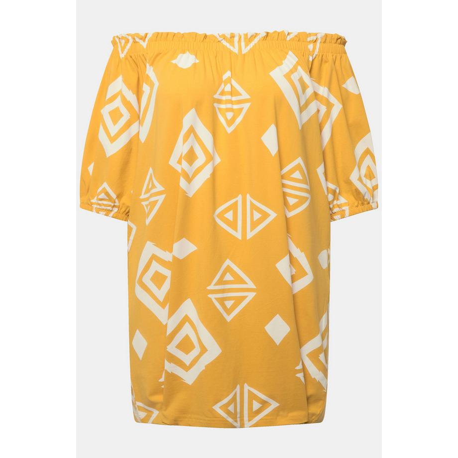 Ulla Popken T-shirt Encolure Carmen Manches Courtes Coton Bio  