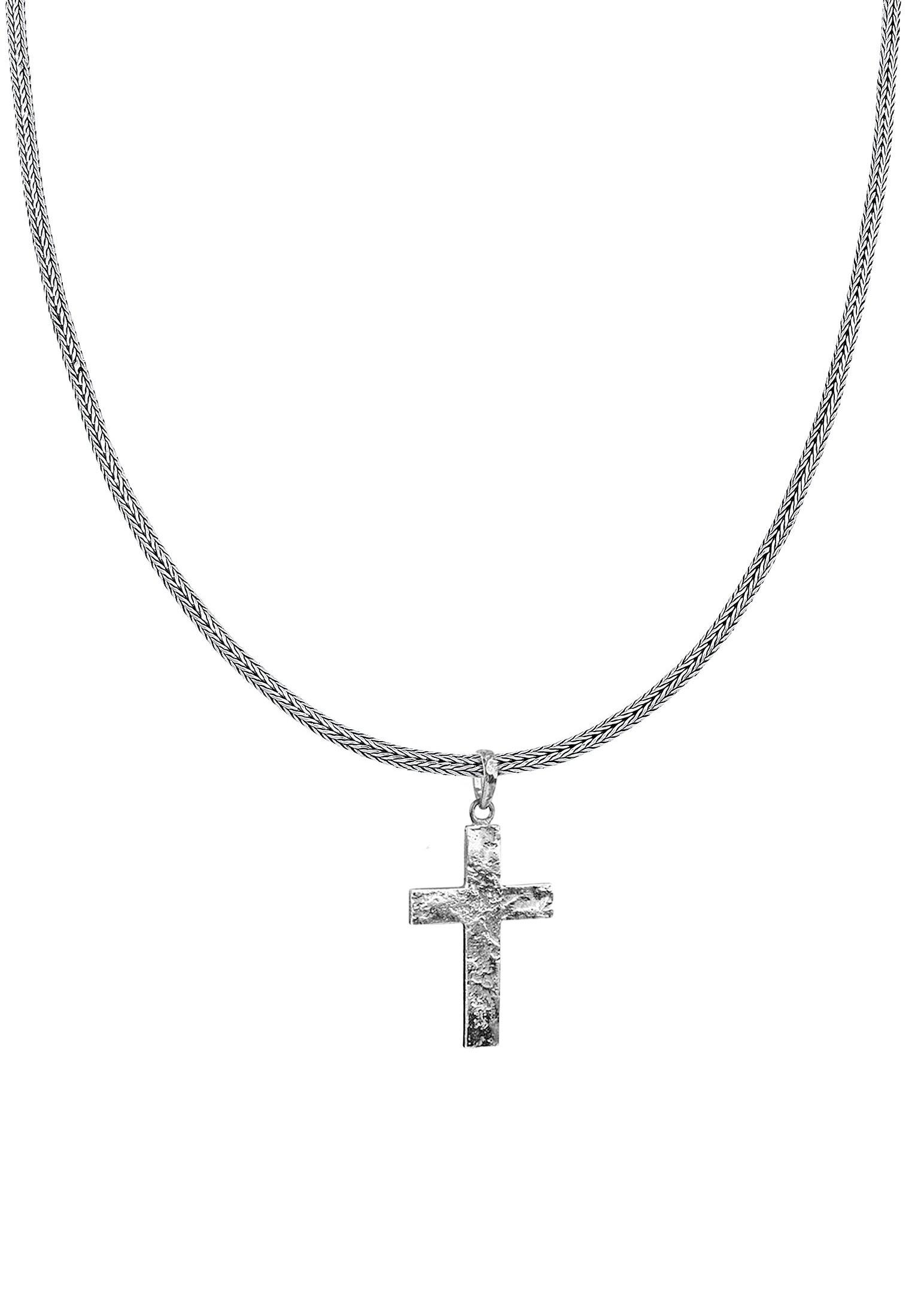 Kuzzoi  Halskette Männerkette Kreuz Gehämmert Massiv 