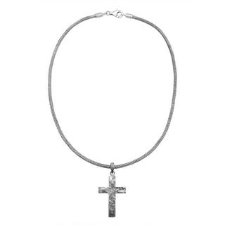 Kuzzoi  Halskette Männerkette Kreuz Gehämmert Massiv 