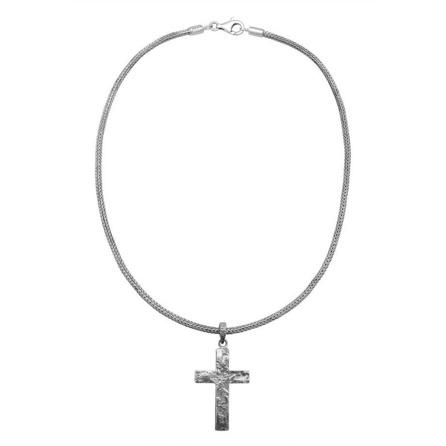 Kuzzoi  Halskette Männerkette Kreuz Gehämmert Massiv 