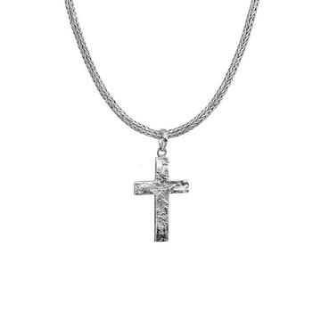 Halskette Männerkette Kreuz Gehämmert Massiv