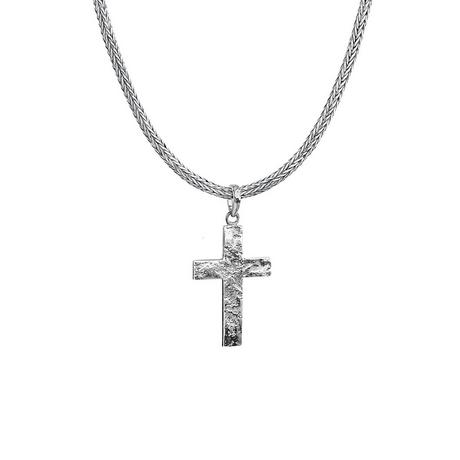 Kuzzoi  Halskette Männerkette Kreuz Gehämmert Massiv 