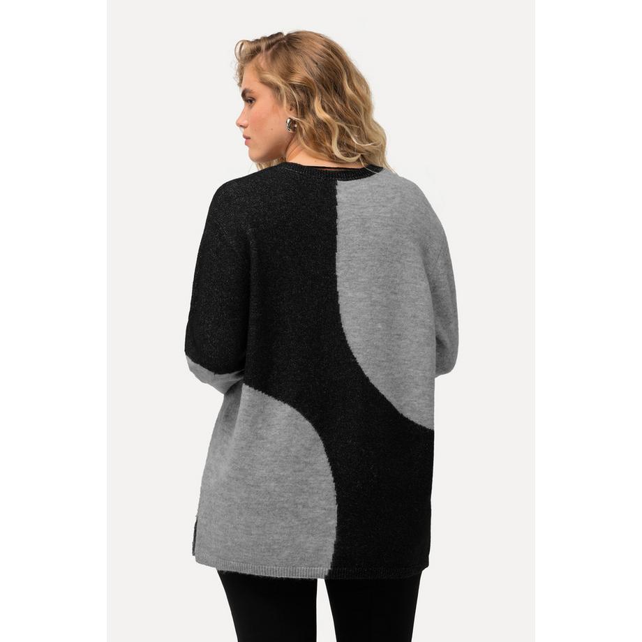 Ulla Popken Pull à col rond et manches longues, esprit colour block  