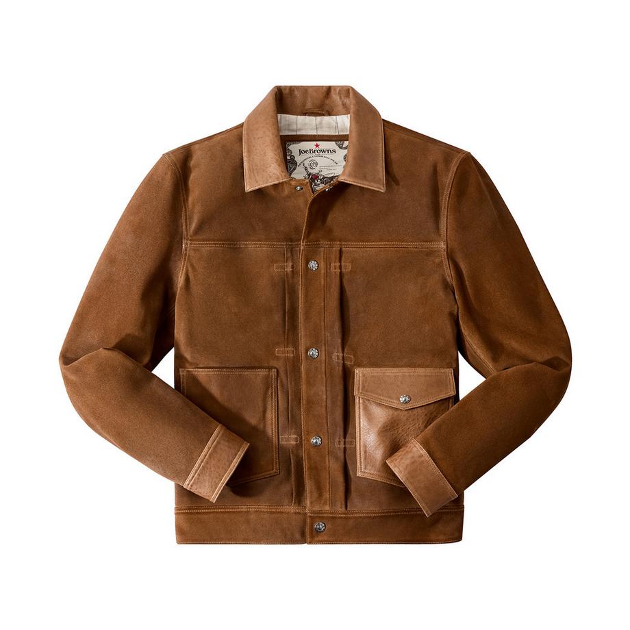 Joe Browns Zweifarbige Lederjacke mit Karofutter  