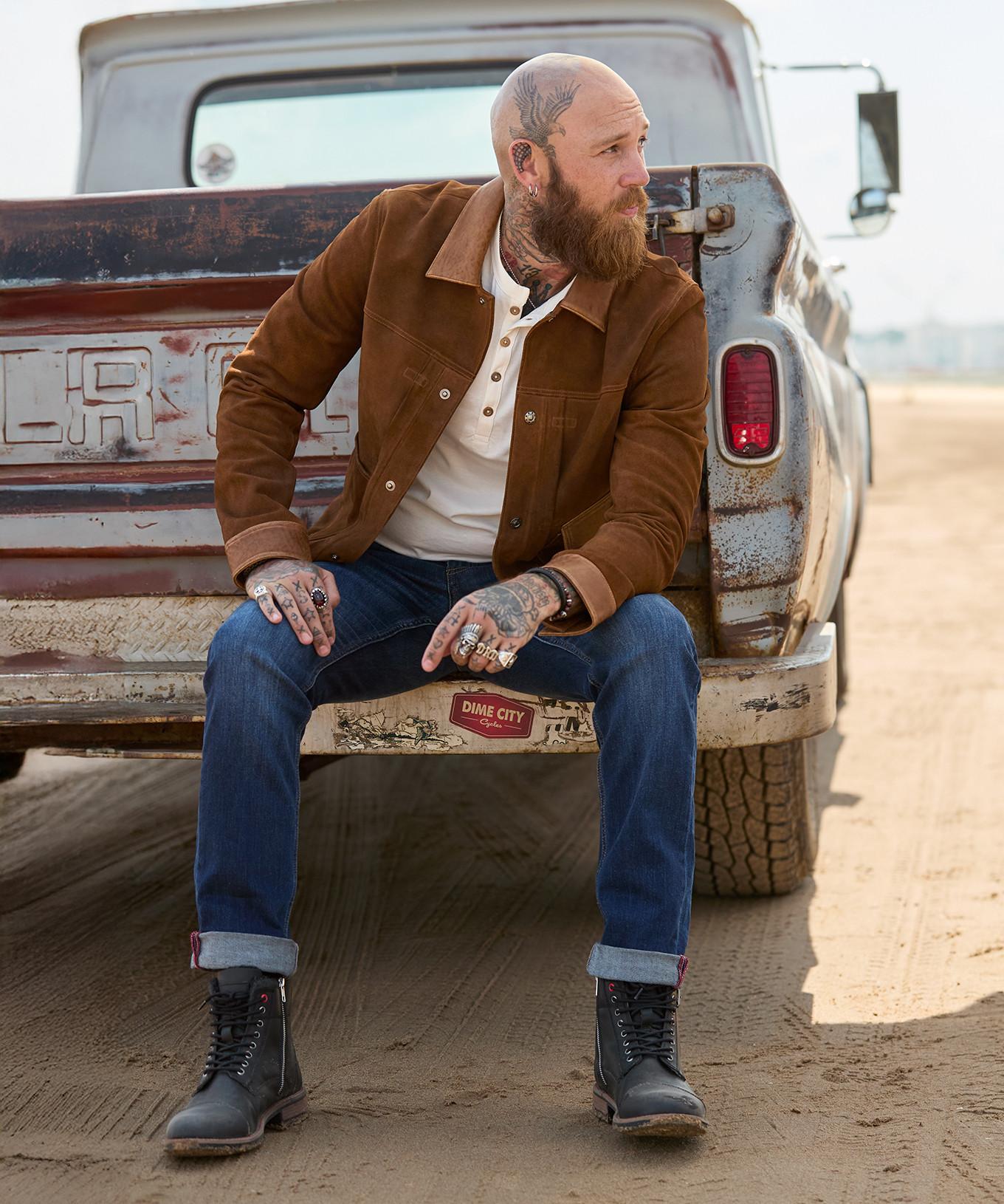 Joe Browns Giacca in pelle bicolore con fodera a quadri  