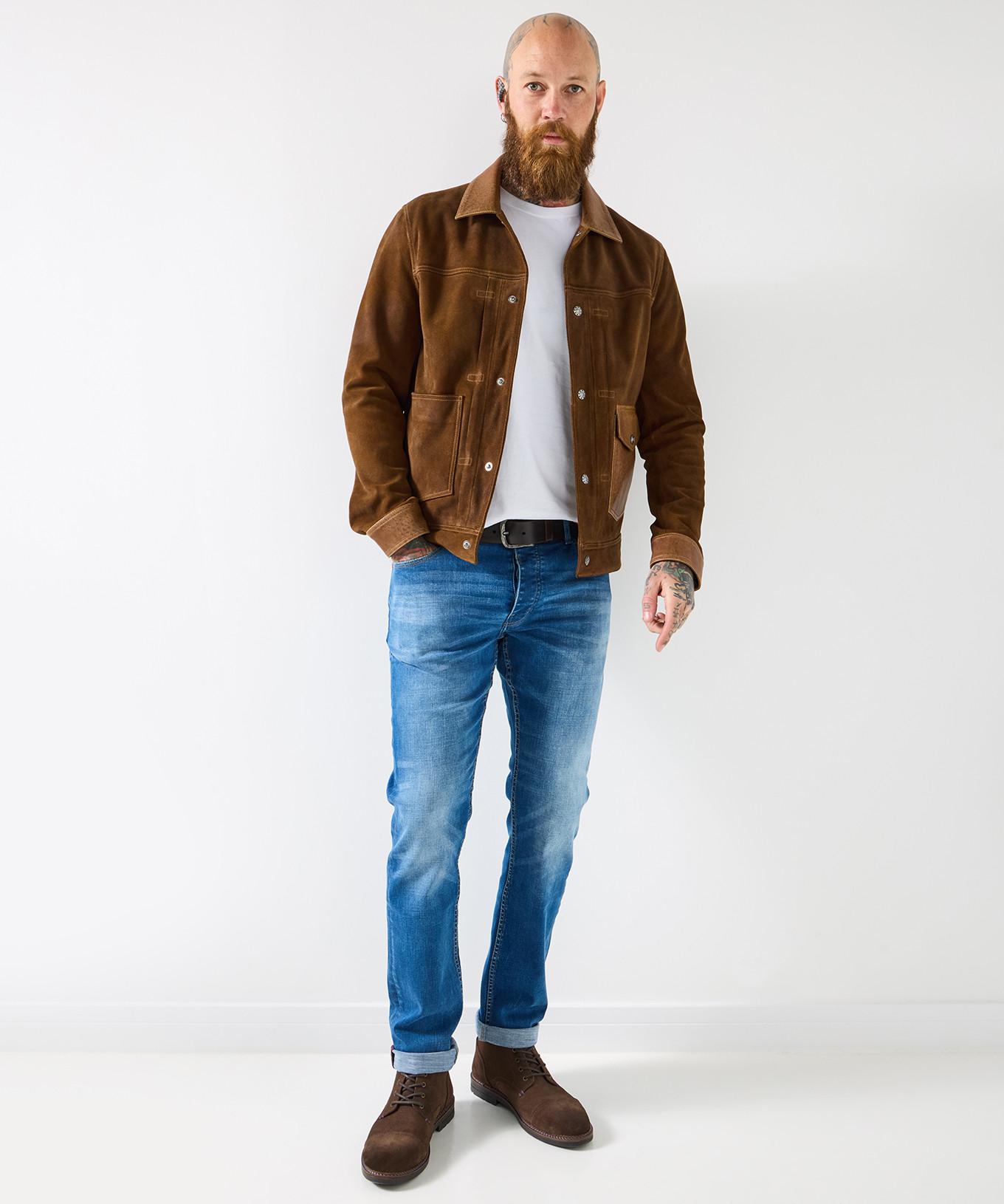 Joe Browns Giacca in pelle bicolore con fodera a quadri  