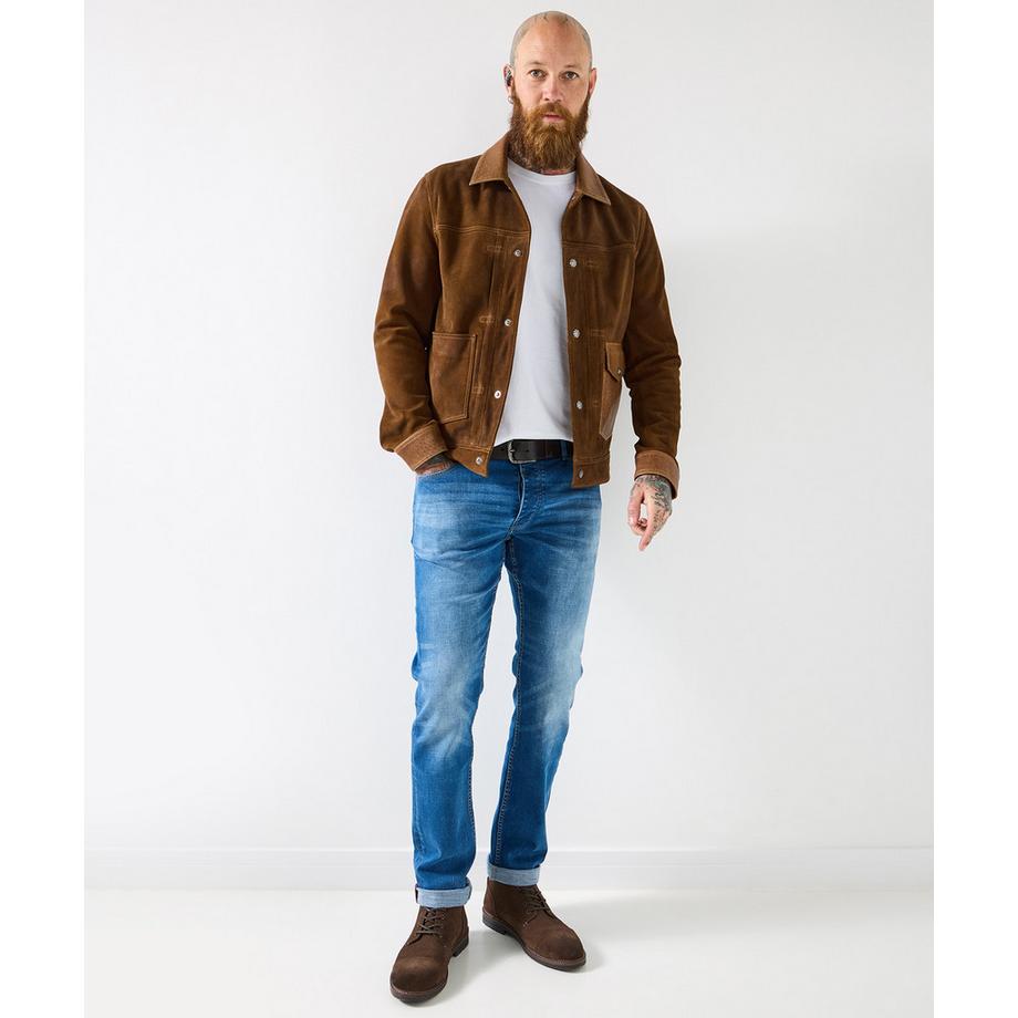 Joe Browns Zweifarbige Lederjacke mit Karofutter  