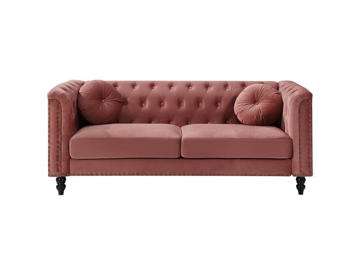 Vente-unique 3SitzerSofa TURNER Samt Altrosa  