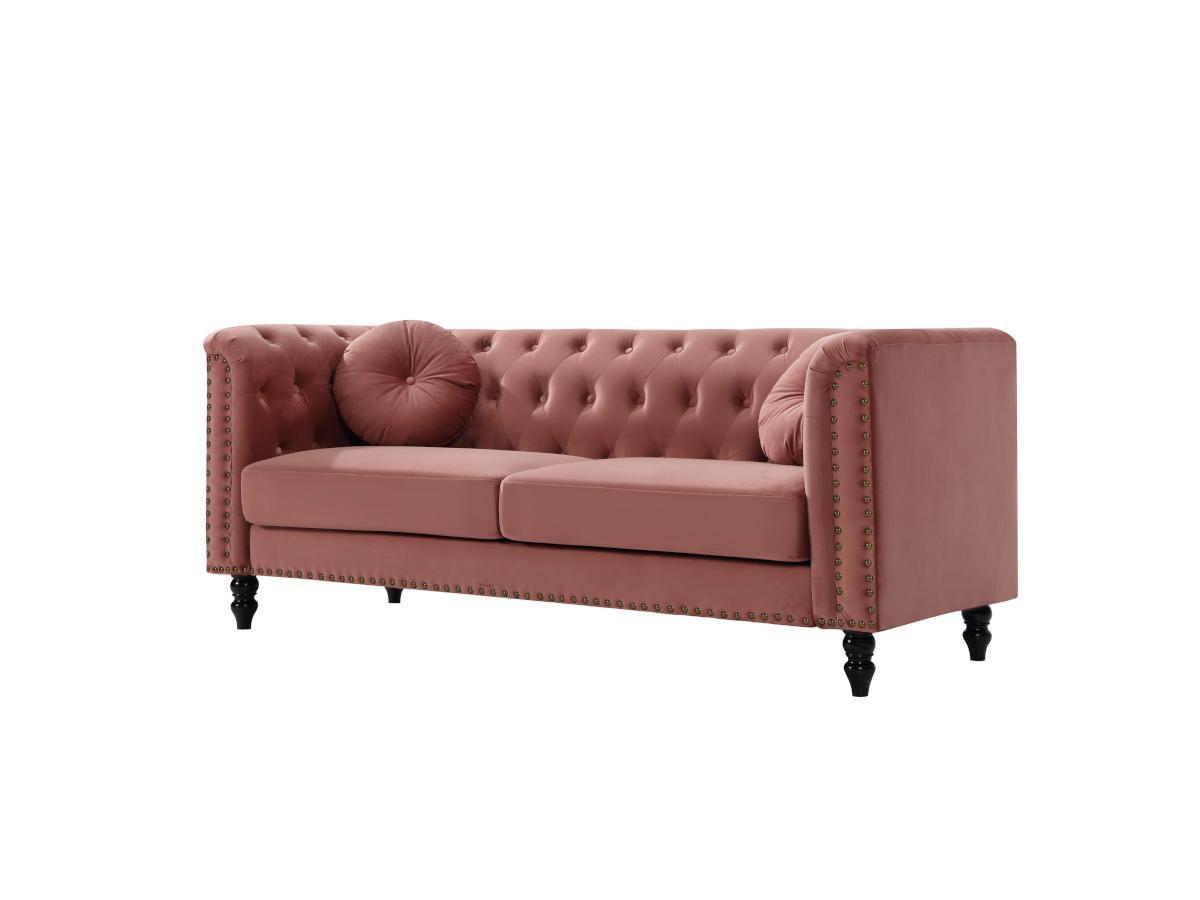 Vente-unique 3SitzerSofa TURNER Samt Altrosa  