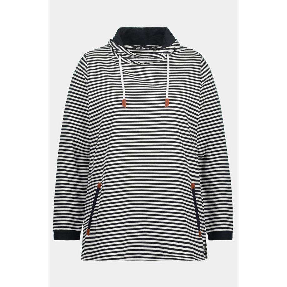 Ulla Popken Ringel Classic Stehkragen Langarm Sweatshirt  
