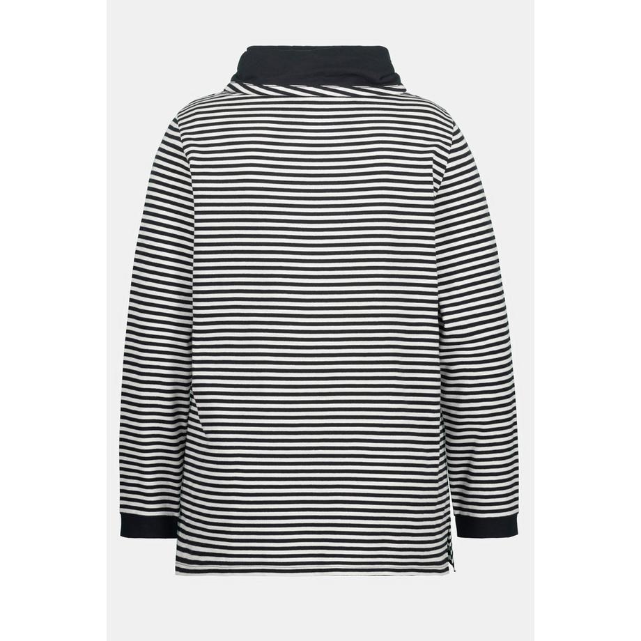 Ulla Popken Ringel Classic Stehkragen Langarm Sweatshirt  