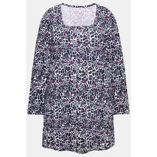 Ulla Popken  Longshirt, gemustert, A-Linie, Carree-Ausschnitt, Langarm 