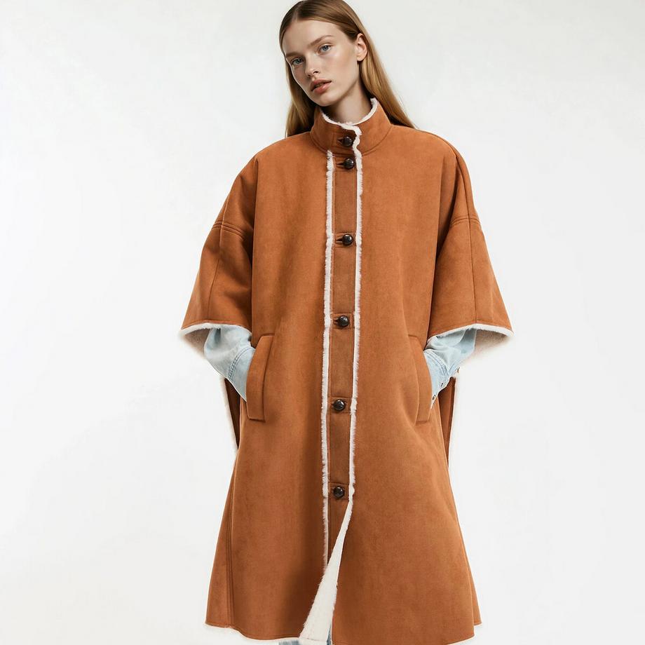 La Redoute Collections Langes Cape mit Knopfverschluss  