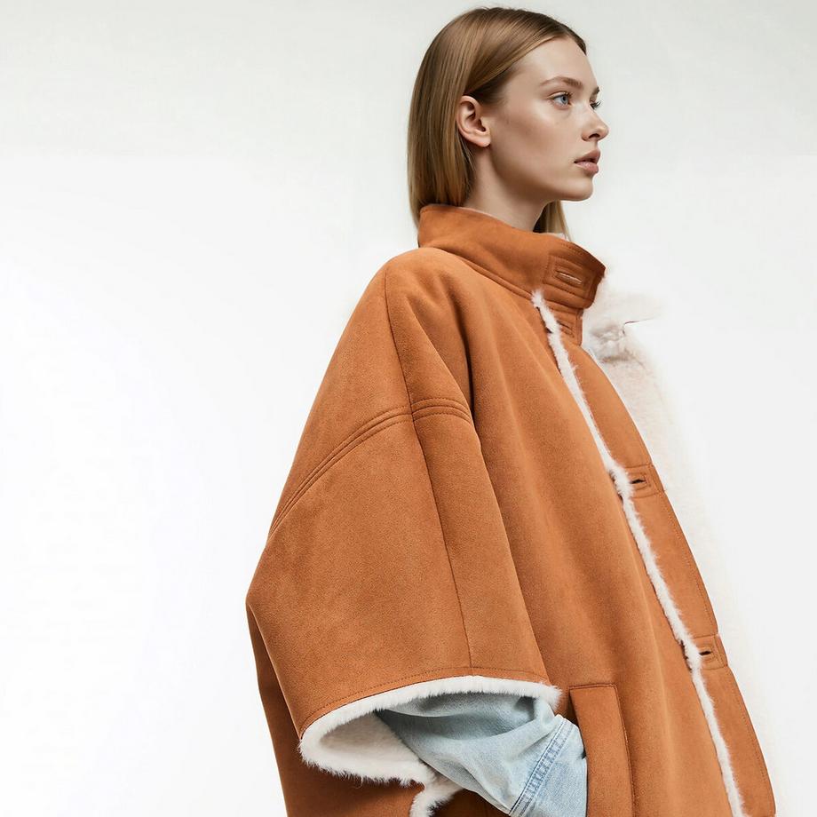 La Redoute Collections Langes Cape mit Knopfverschluss  