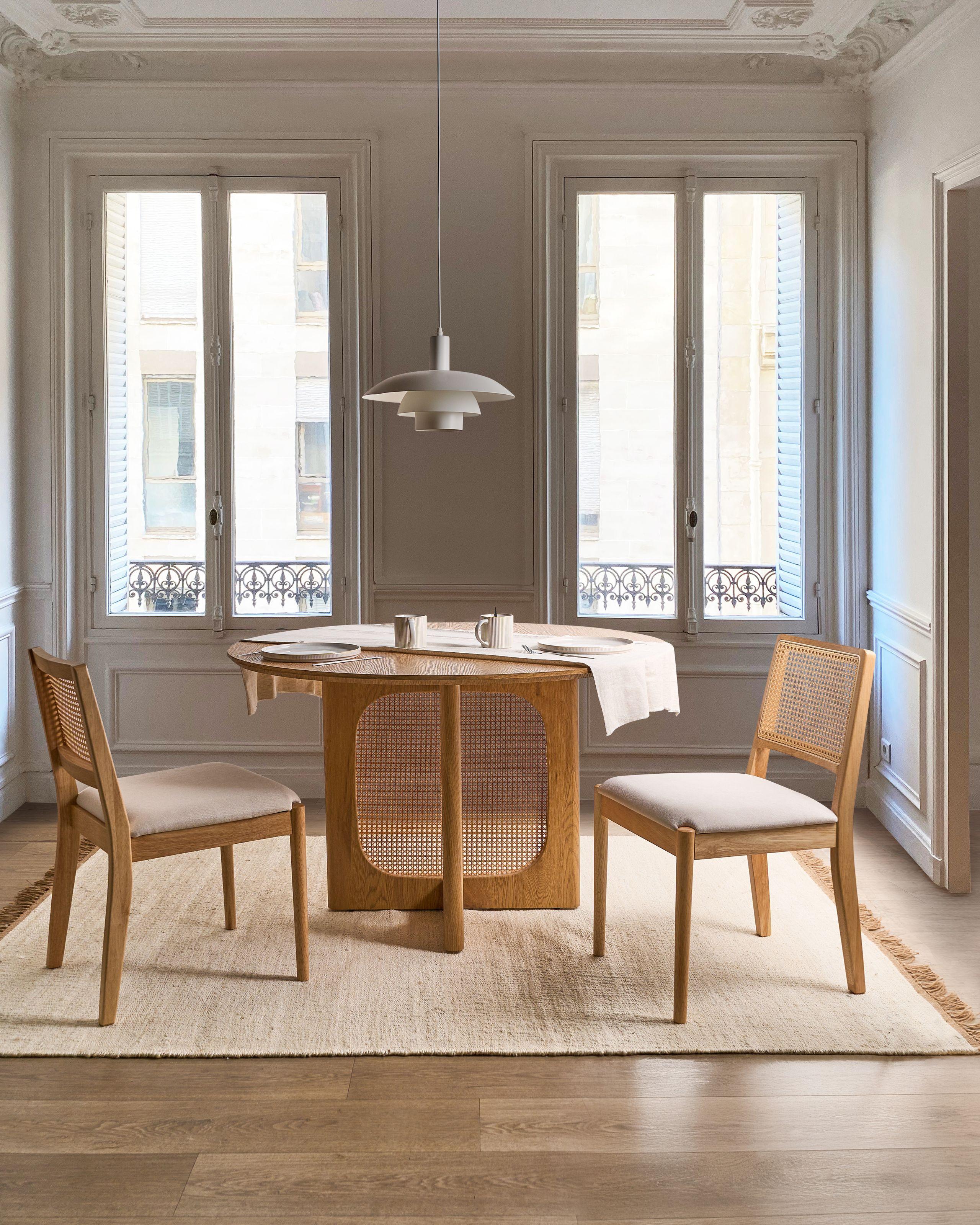Beliani Lot de 2 chaises de salle à manger en Bois d'hévéa Rétro TAMARAC  