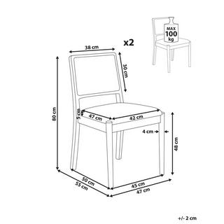 Beliani Lot de 2 chaises de salle à manger en Bois d'hévéa Rétro TAMARAC  