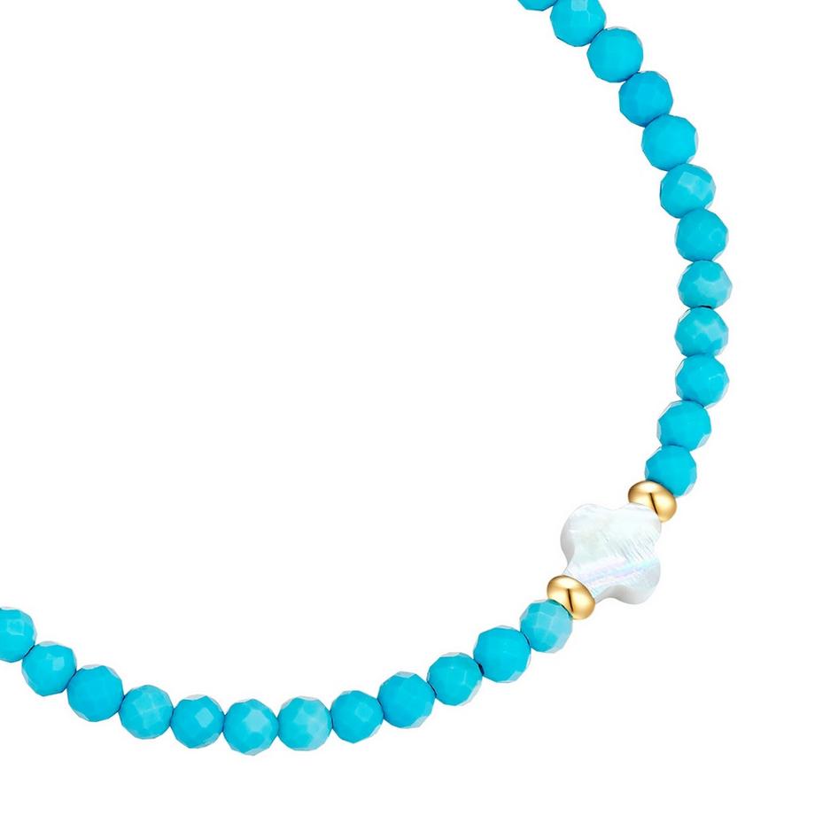 Glanzstücke München  Armband Clover Edelstahl Türkis (rek.) Muschelkernperle 