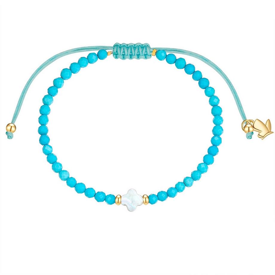 Armband Clover Edelstahl Türkis (rek.) Muschelkernperle
