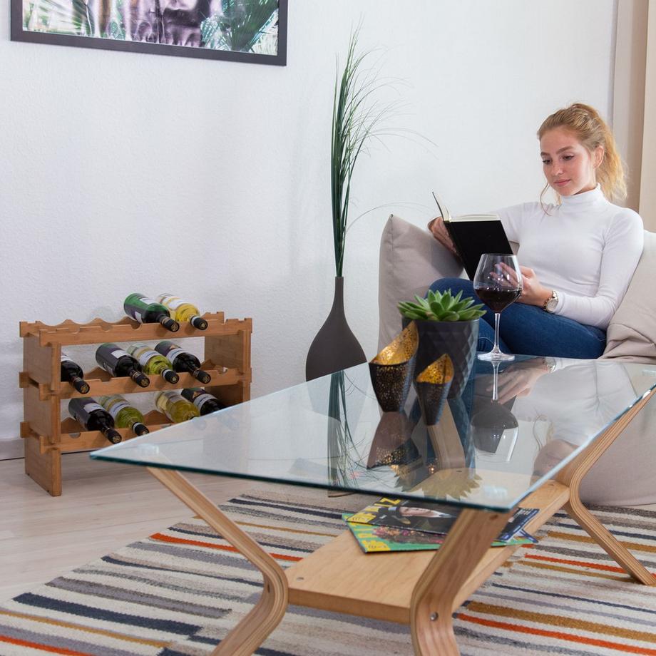 B2X Stapelbares Weinregal aus Bambus  