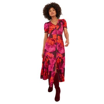 Robe Midi Manches Bouffantes FLorale Rétro