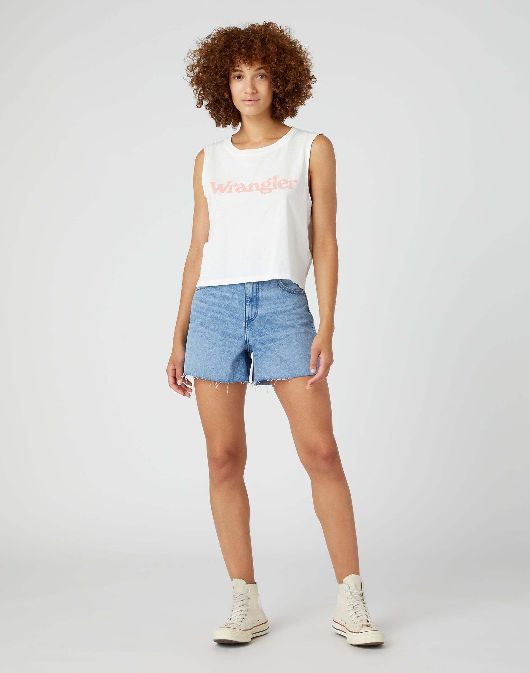 Wrangler Donna Shorts in denim a vita alta  