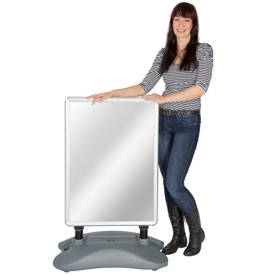 Tectake  Plakatständer  DIN A1, doppelseitig wetterfest, mit Aluminiumrahmen und Fußtank 