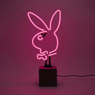 Locomocean Glas Neon Tischlampe mit Betonsockel - Playboy Bunny pink  