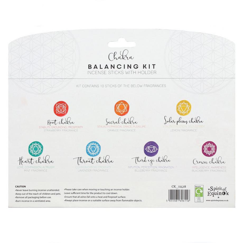 Something Different Chakra Balancing Räucherstäbchen Geschenkset 7 x 10er Packung mit Räucherstäbchenhalter  