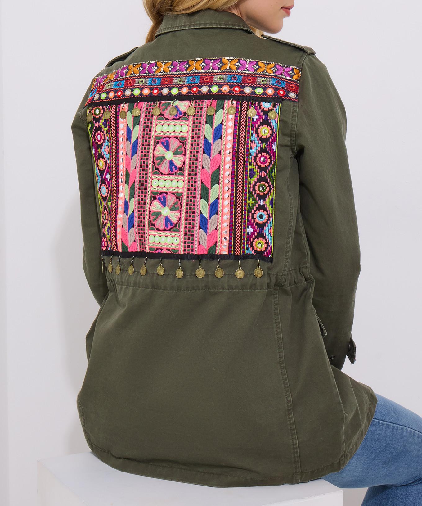 Joe Browns Giacca Khaki Oversize Ricamata  