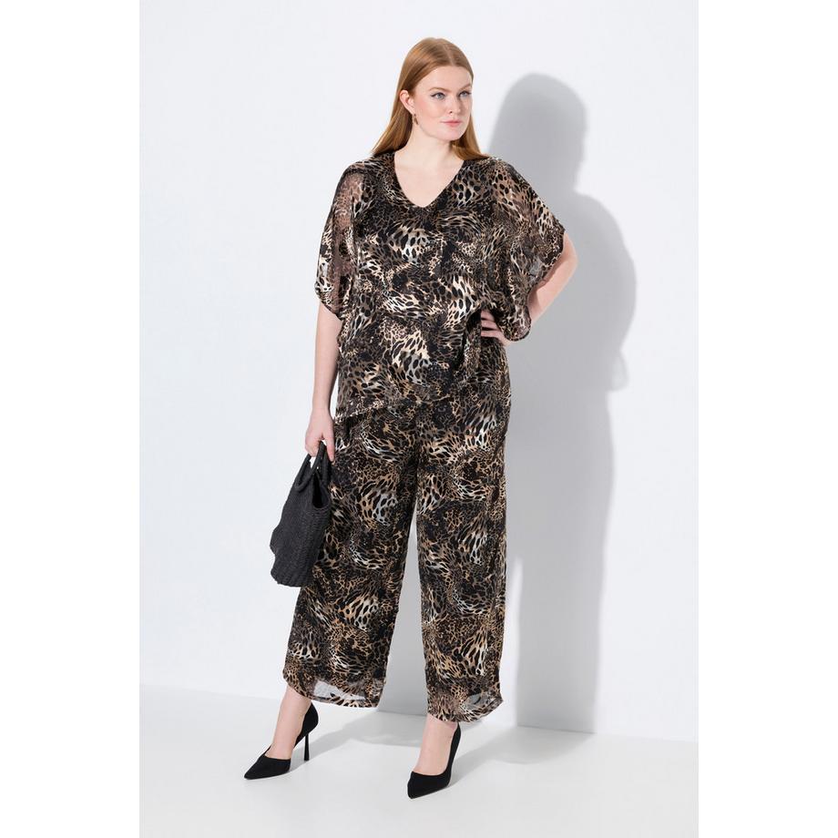 Ulla Popken Chiffon Hose doppellagig weites Bein Elastikbund  