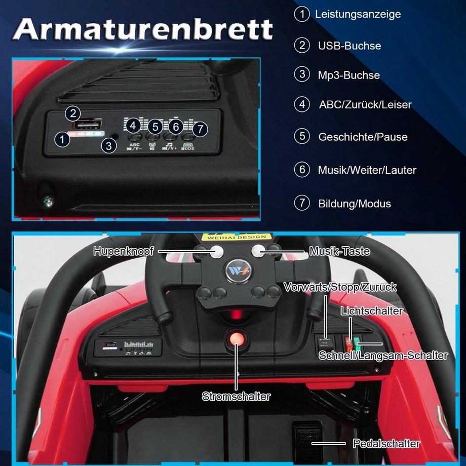 B2X  Voiture électrique pour tout-petits 12V, voiture de course électrique pour tout-petits avec télécommande rouge 