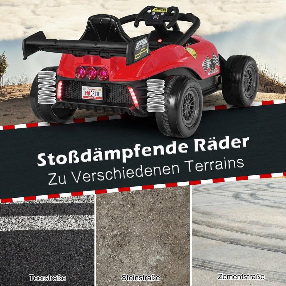 B2X  Voiture électrique pour tout-petits 12V, voiture de course électrique pour tout-petits avec télécommande rouge 