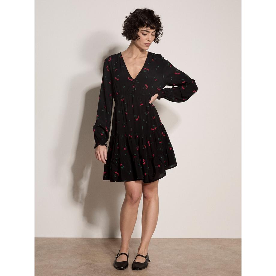 APRICOT Mini-robe en crêpe à imprimé cerises  
