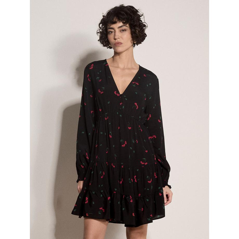 Mini-robe en crêpe à imprimé cerises