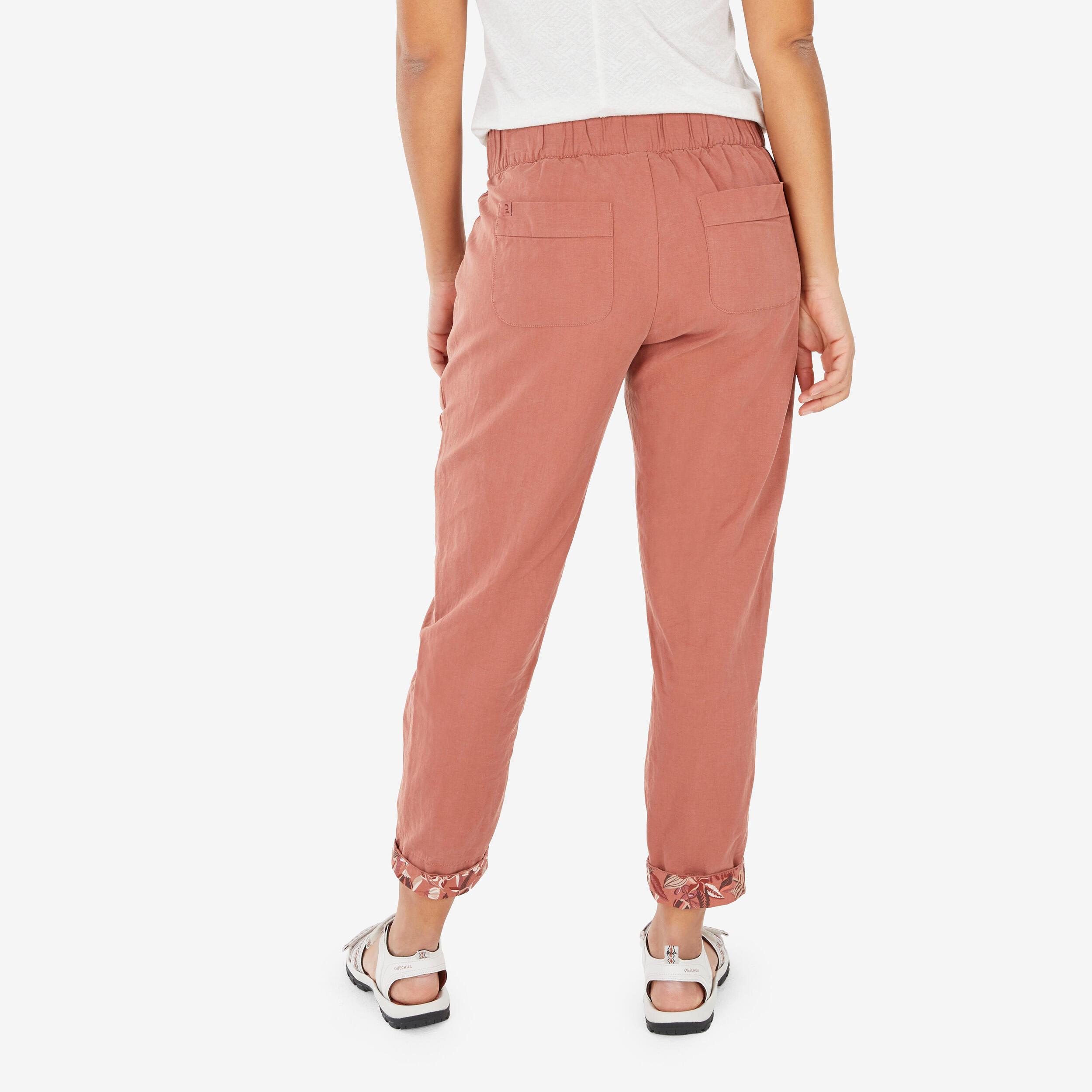 QUECHUA  Pantalon de randonnée femme lin carotte 