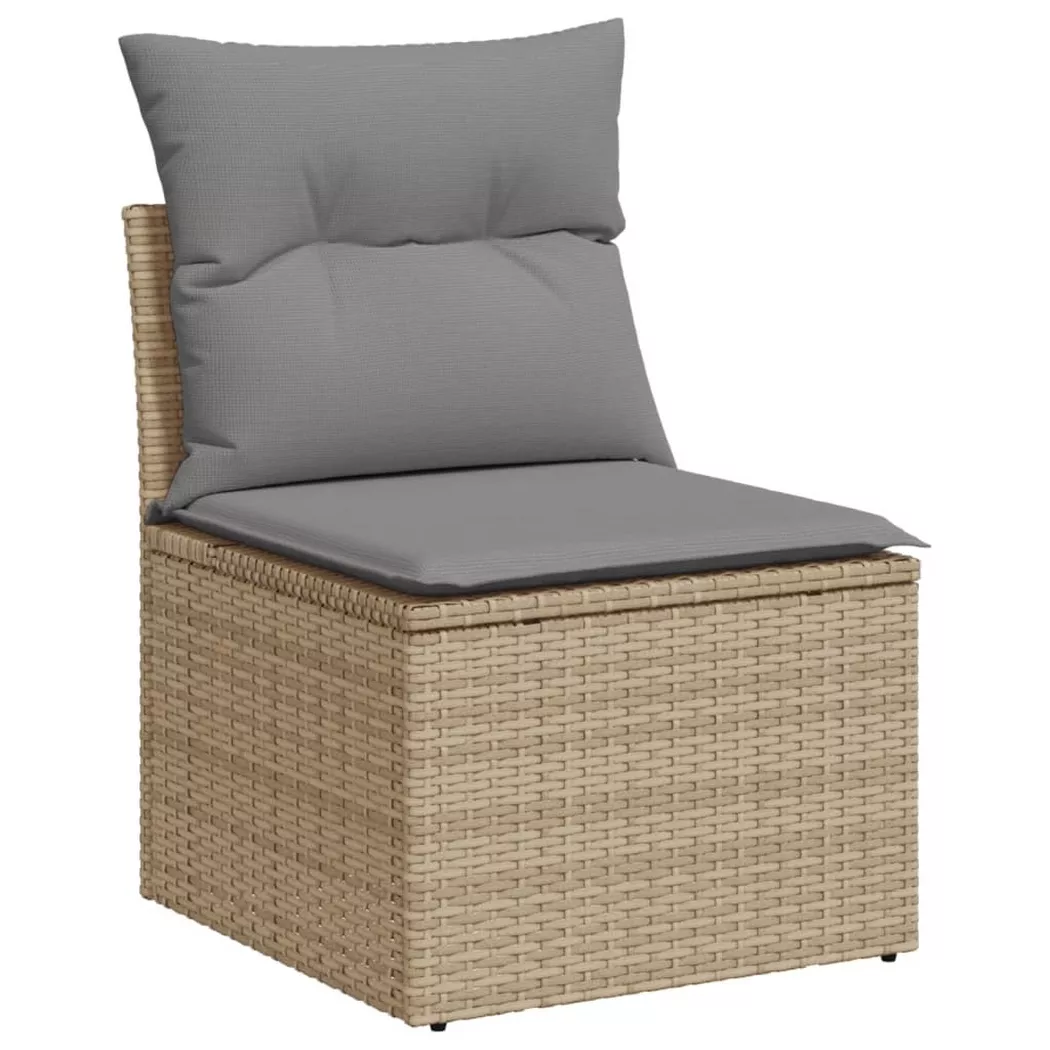 Chaise de jardin sans accoudoirs avec coussins beige poly rotin