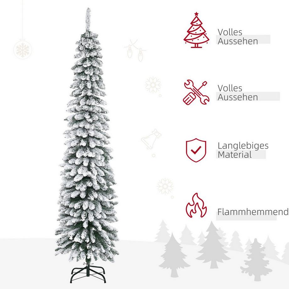 Northio Albero di Natale artificiale 210 cm con 490 punte e neve artificiale pieghevole con supporto in metallo per decorazioni festive natalizie in verde e bianco  