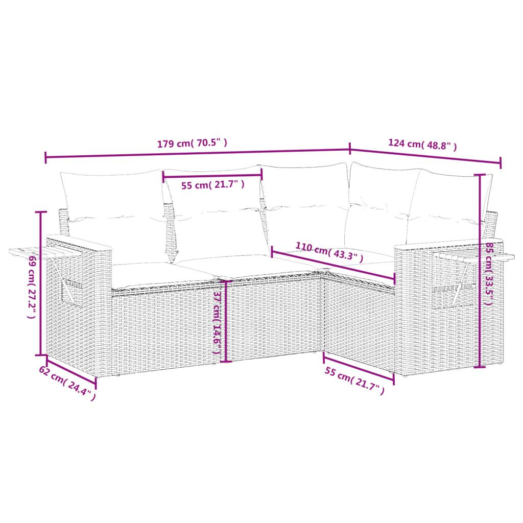 VidaXL Ensemble de canapés de jardin rotin synthétique  