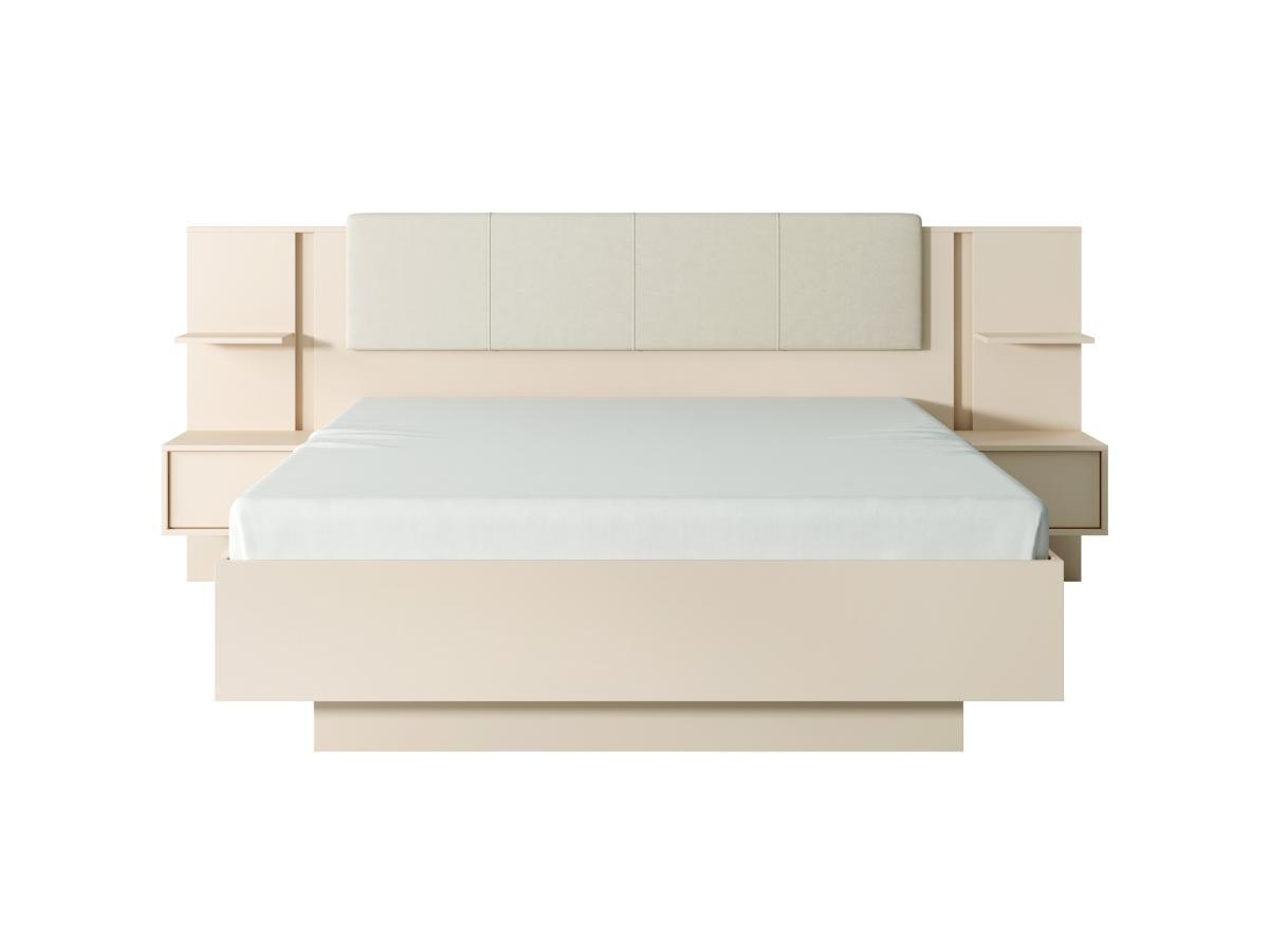 Vente-unique Letto con comodini 160 x 200 cm Con LED Beige - ELYNIA  