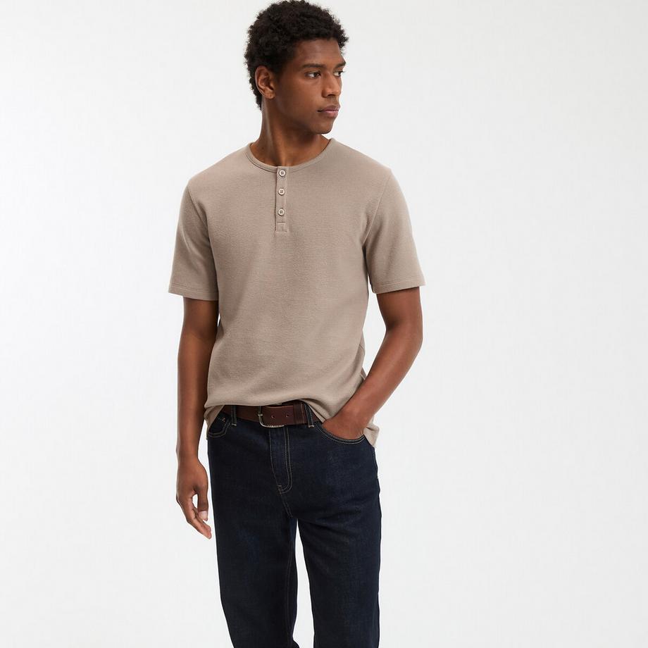 La Redoute Collections T-Shirt con Scollo Henley e Maniche Corte  