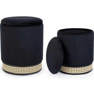 mutoni Pouf Milena noir (lot de 2)  