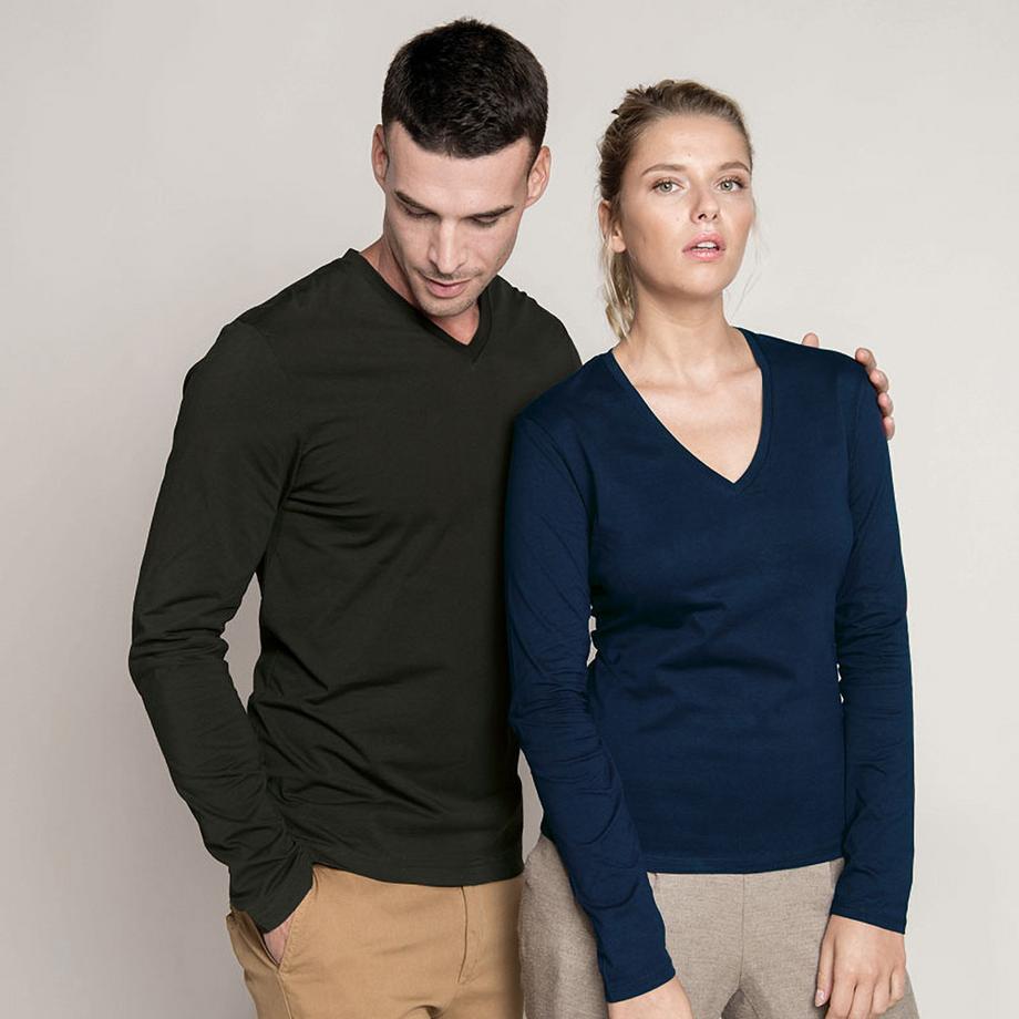Kariban  T-ShirtÀ Manches Longues Et Col En V Coupe Cintrée 