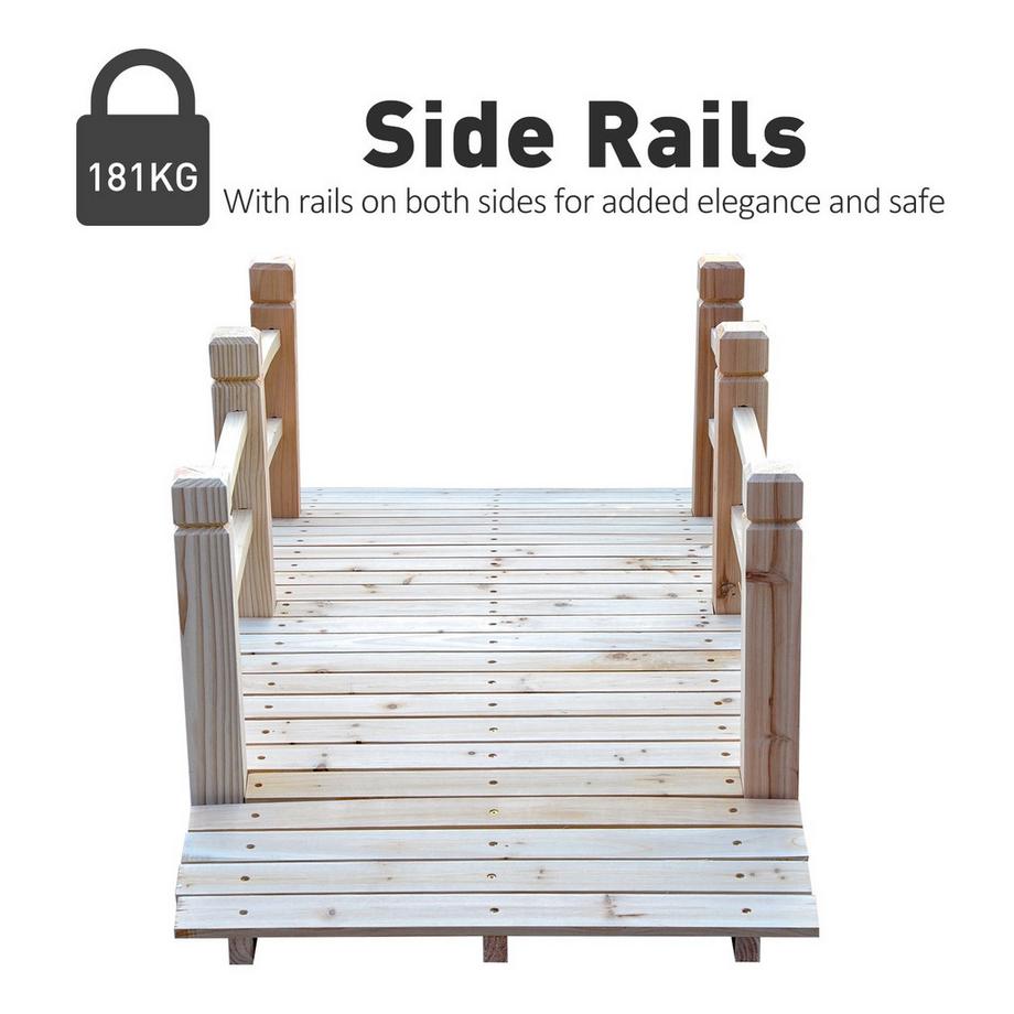 Northio  Gartenbrücke Holzbrücke Mit Geländer Bis 180 Kg Tannenholz 