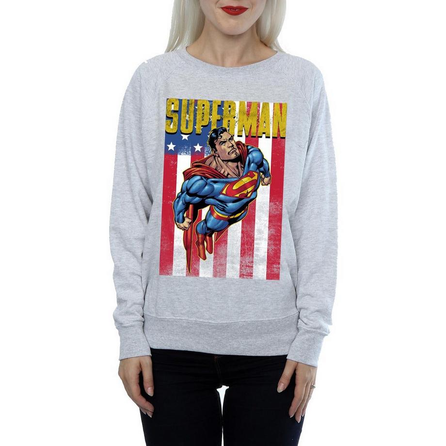DC COMICS Superman Bandiera Americana Stampa Grafica Felpa  