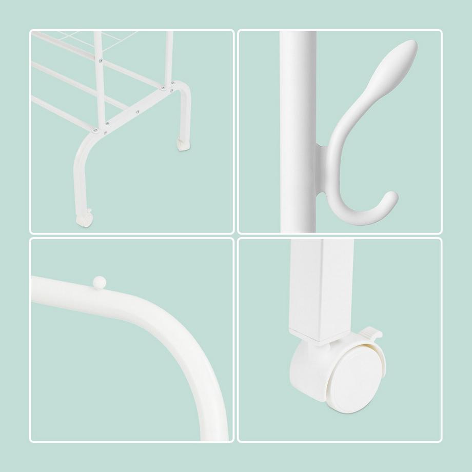 Northix Portant à vêtements, double rail, roulettes  