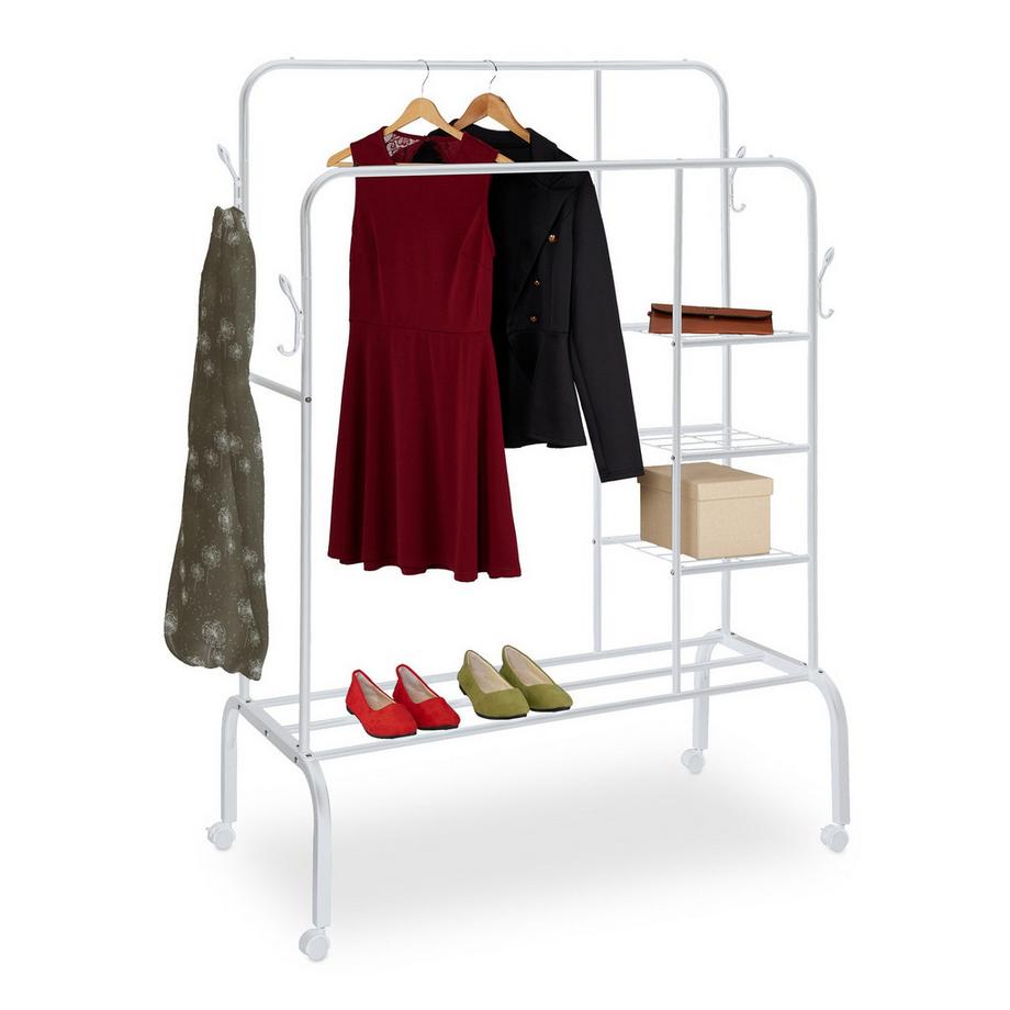 Portant à vêtements, double rail, roulettes