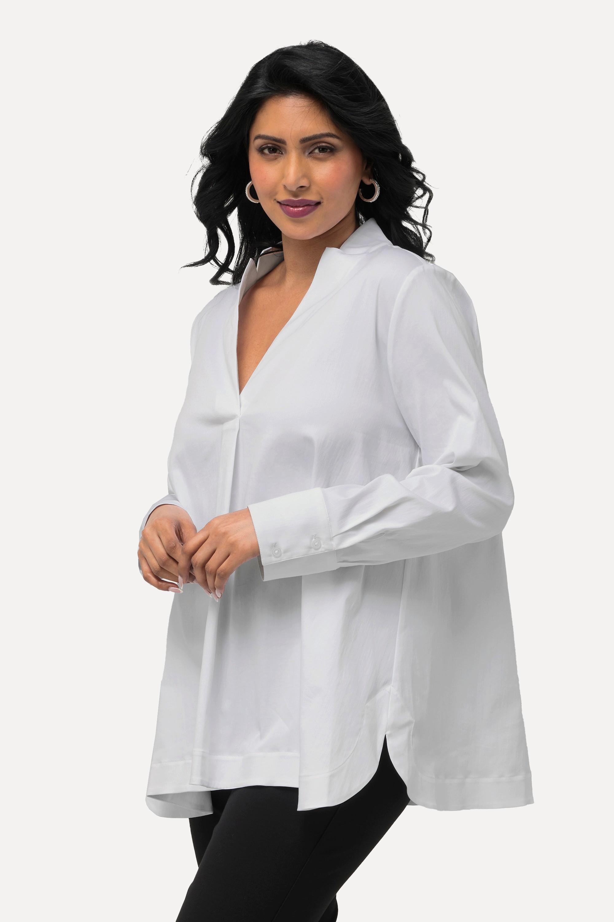 Ulla Popken Tunica Collo Calice Linea A Scollo V Maniche Lunghe  