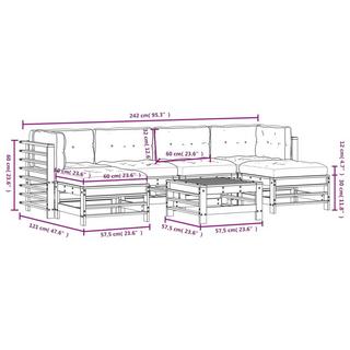 VidaXL set divani da giardino Legno  