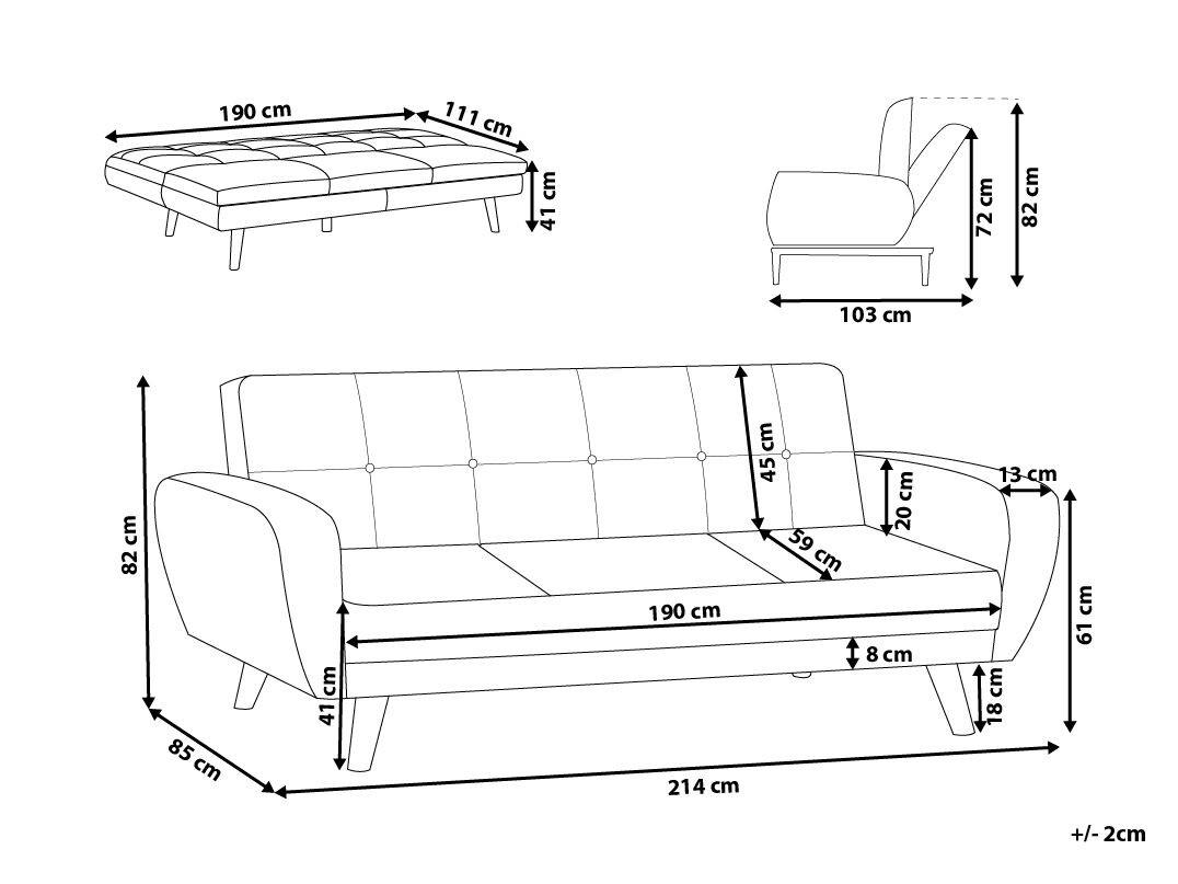 Beliani 3 Sitzer Sofa aus Polyester Retro FLORLI  